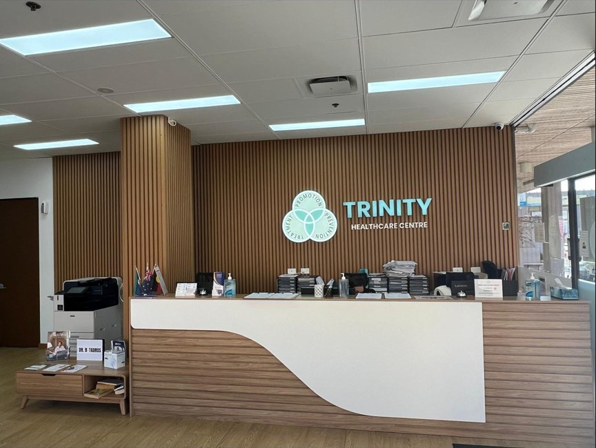 Reception area at Trinity Healthcare Centre